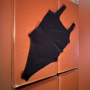 NEW OQQ Black Ribbed Bodysuit, XL
